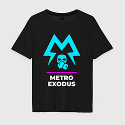 Мужская футболка оверсайз Символ Metro Exodus в неоновых цветах