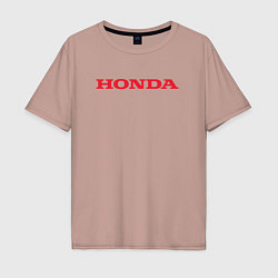 Футболка оверсайз мужская HONDA ХОНДА LOGO спина, цвет: пыльно-розовый