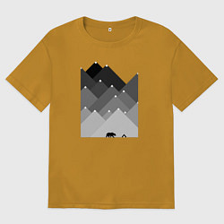 Мужская футболка оверсайз Медведь и треугольные горы