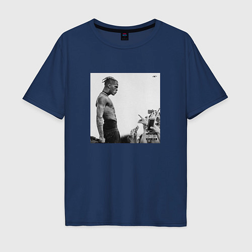 Мужская футболка оверсайз XXXTentacion Look At Me: The Album / Тёмно-синий – фото 1