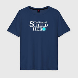 Футболка оверсайз мужская The Rising of the Shield Hero logo white color, цвет: тёмно-синий