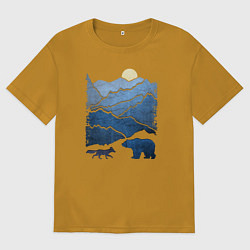 Мужская футболка оверсайз Животные в горах