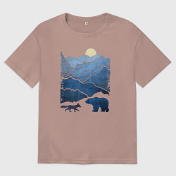 Мужская футболка оверсайз Животные в горах