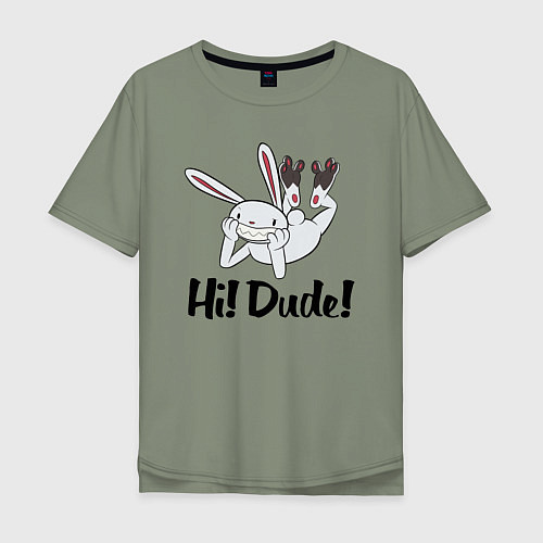 Мужская футболка оверсайз Hi! Dude! Привет! Чувак! Кролик Макс / Авокадо – фото 1