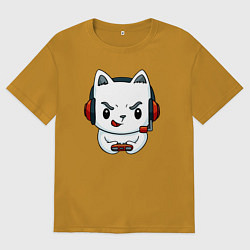 Мужская футболка оверсайз Кот игроман The cat is a gambler