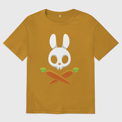 Футболка оверсайз мужская Череп кролика с двумя морковками, цвет: горчичный