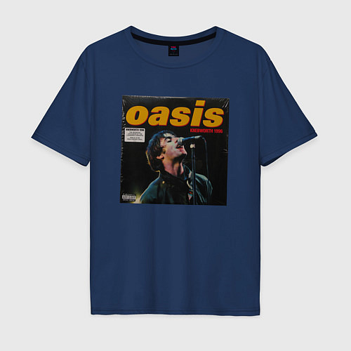 Мужская футболка оверсайз Альбом KNEBWORTH 1996 группы OASIS / Тёмно-синий – фото 1