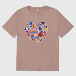 Мужская футболка оверсайз Сердце Россия