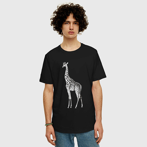 Мужская футболка оверсайз Грация жирафа / Черный – фото 3