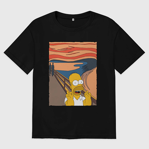 Мужская футболка оверсайз Гомер Симпсон Крик / Черный – фото 1
