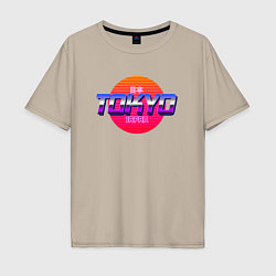 Футболка оверсайз мужская Retrowave Tokyo, цвет: миндальный