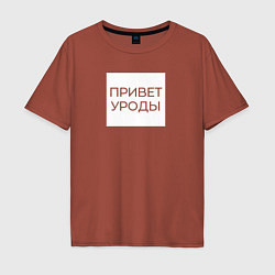 Футболка оверсайз мужская Приветствие от Волочковы, цвет: кирпичный