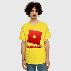 Футболка оверсайз мужская ROBLOX логотип красный градиент, цвет: желтый — фото 2