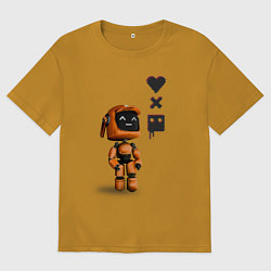 Футболка оверсайз мужская Оранжевый робот с логотипом LDR, цвет: горчичный