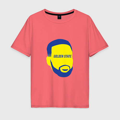 Мужская футболка оверсайз Curry - Warriors / Коралловый – фото 1