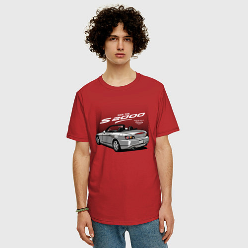 Мужская футболка оверсайз Honda S2000 Хонда 2000 / Красный – фото 3