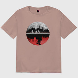Футболка оверсайз мужская Stranger Things Moon, цвет: пыльно-розовый