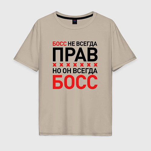 Мужская футболка оверсайз Босс не всегда прав, но всегда босс / Миндальный – фото 1