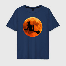 Футболка оверсайз мужская Halloween Cat, цвет: тёмно-синий