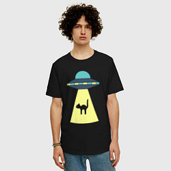 Футболка оверсайз мужская Похищение кота, цвет: черный — фото 2