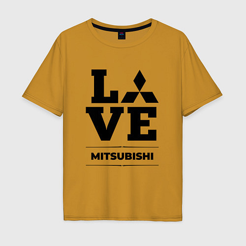 Мужская футболка оверсайз Mitsubishi Love Classic / Горчичный – фото 1