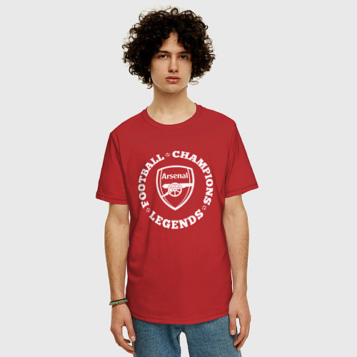 Мужская футболка оверсайз Символ Arsenal и надпись Football Legends and Cham / Красный – фото 3