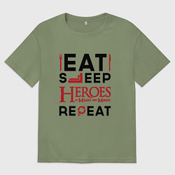 Мужская футболка оверсайз Надпись: Eat Sleep Heroes of Might and Magic Repea