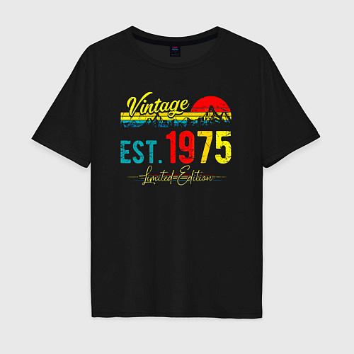 Мужская футболка оверсайз Vintage est 1975 Limited Edition / Черный – фото 1