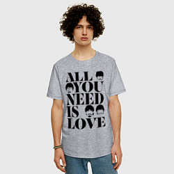Футболка оверсайз мужская ALL YOU NEED IS LOVE THE BEATLES, цвет: меланж — фото 2