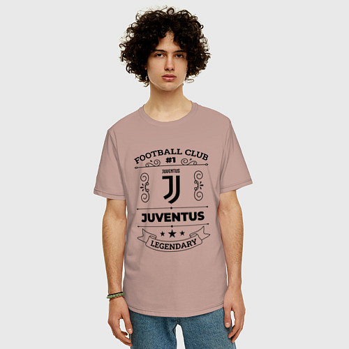 Мужская футболка оверсайз Juventus: Football Club Number 1 Legendary / Пыльно-розовый – фото 3