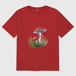 Мужская футболка оверсайз Мухоморы в траве