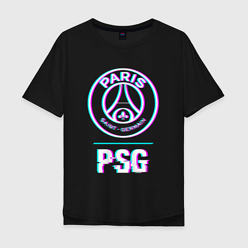 Мужская футболка оверсайз PSG FC в стиле Glitch / Черный – фото 1