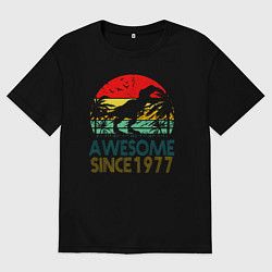 Футболка оверсайз мужская Потрясающий динозавр 1977 года, цвет: черный