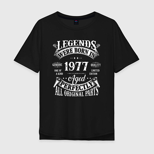 Мужская футболка оверсайз Легенды рождаются в 1977 году / Черный – фото 1