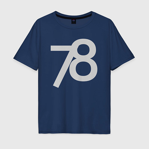 Мужская футболка оверсайз Огромные цифры 78 / Тёмно-синий – фото 1