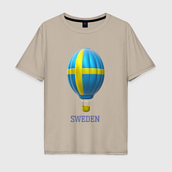 Мужская футболка оверсайз 3d aerostat Sweden flag