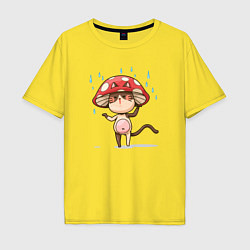 Футболка оверсайз мужская Кот в шляпе гриба, цвет: желтый