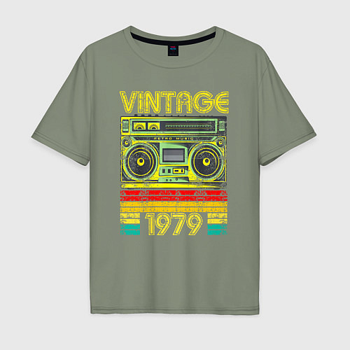 Мужская футболка оверсайз Винтаж 1979 аудиомагнитофон / Авокадо – фото 1