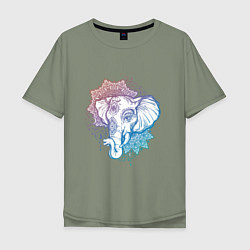 Мужская футболка оверсайз Мандала слон
