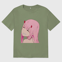 Футболка оверсайз мужская Zero Two крупный план, цвет: авокадо