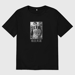 Футболка оверсайз мужская Тацу с капустой Путь домохозяина, цвет: черный