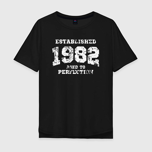 Мужская футболка оверсайз Основана в 1982 году доведено до совершенства / Черный – фото 1