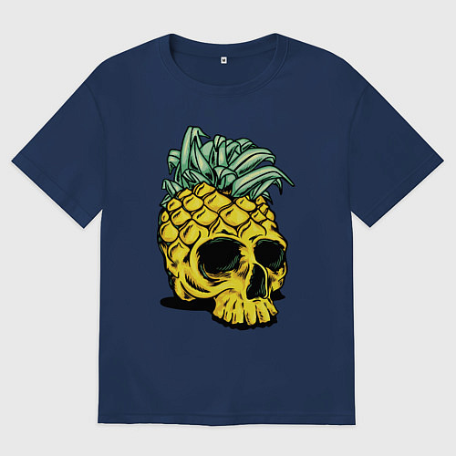 Мужская футболка оверсайз Череп-ананас Лето / Тёмно-синий – фото 1