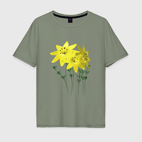 Мужская футболка оверсайз Flowers yellow / Авокадо – фото 1