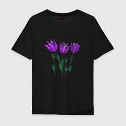 Мужская футболка оверсайз Flowers purple white light