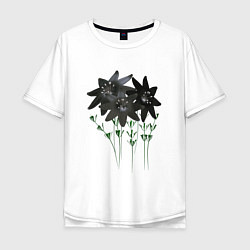 Мужская футболка оверсайз Flowers black light
