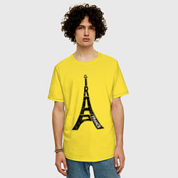 Футболка оверсайз мужская Эйфелева башня Париж Франция, цвет: желтый — фото 2