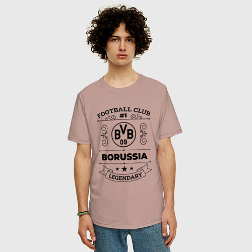 Мужская футболка оверсайз Borussia: Football Club Number 1 Legendary / Пыльно-розовый – фото 3