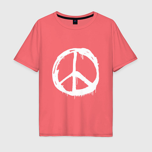 Мужская футболка оверсайз Pacific symbol white / Коралловый – фото 1