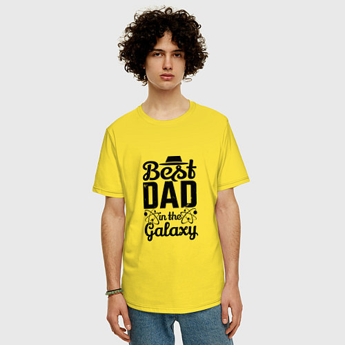 Мужская футболка оверсайз Галактический папа / Желтый – фото 3